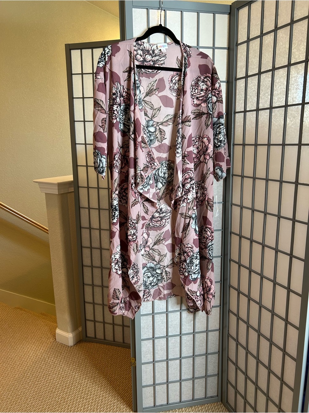 NWT LuLaRoe Shirley Floral Open-Front Women's Kimono - Dusty Rose